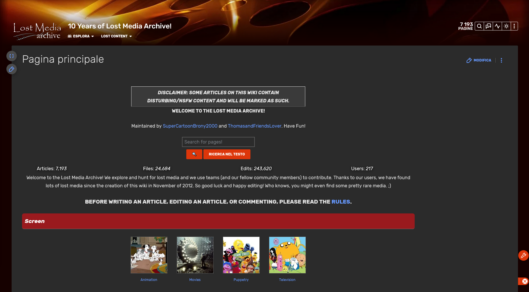 Lost Media Archive - Homepage
