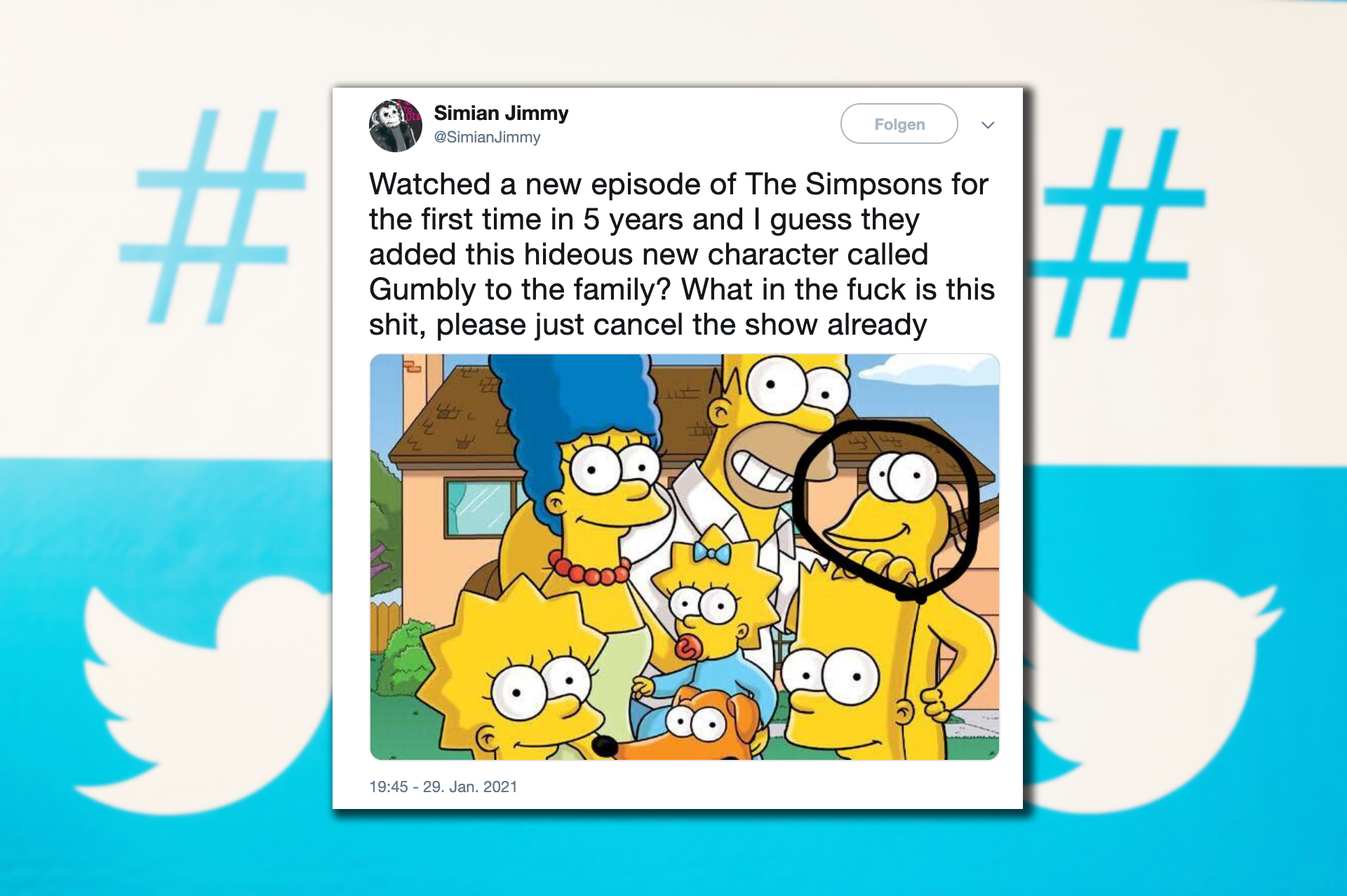 Prima apparizione su Twitter - Graggle Simpson