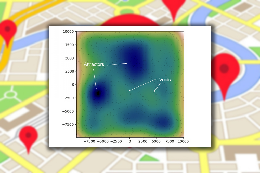 Randonautica - Grafico di attrattori, vuoti e anomalie